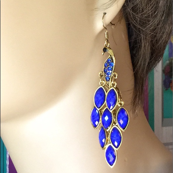 Blue Peacock Earrings - Picture 3 of 7
